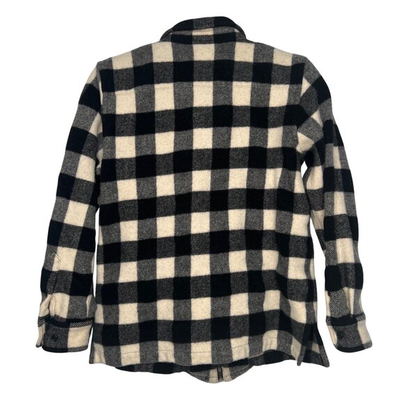 Lauren Ralph Lauren Wool Flannel Shacket Black White Check Medium Full Zip Women - Picture 2 of 9